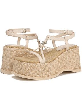 Sam Edelman Circus Beige Woven Platform Ankle-Strap Sandals